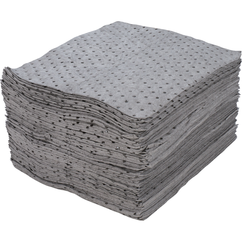 Feuilles absorbantes en fibres fines de premi&egrave;re qualit&eacute;, Universel, 15" x 17", 25 gal. d'absorption Meunier Outillage Industriel
