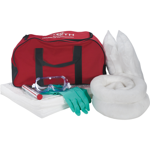 Trousse de lutte contre les d&eacute;versements de premi&egrave;re qualit&eacute; pour v&eacute;hicules, Huile seulement, Sac, Absorbance de 10 gal. US Meunier Outillage Industriel