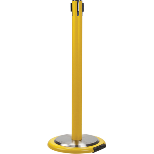 Poteau r&eacute;cepteur pour barri&egrave;res sur pieds pour le contr&ocirc;le des foules avec roues, Hauteur de 35", Jaune Meunier Outillage Industriel