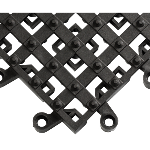 ErgoDeck&reg; Matting With Integrated No-Slip Cleats No. 553, PVC, 1-1/2' W x 1-1/2' L, 7/8" Thick, Black Meunier Outillage Industriel