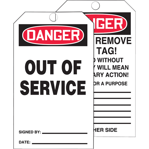 Tags By-The-Roll Safety Tags, Cardstock, 3" W x 6-1/4" H, English Meunier Outillage Industriel