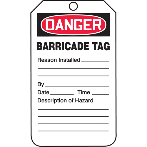 Safety Tags, Plastic, 3-3/8" W x 5-3/4" H, English Meunier Outillage Industriel