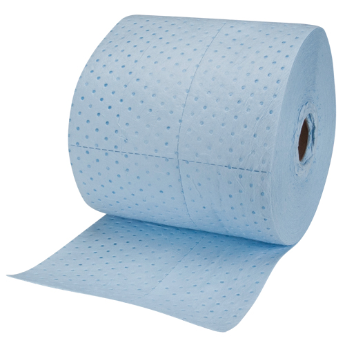 Rouleaux absorbants li&eacute;s bleus de premi&egrave;re qualit&eacute;, Lourd, 150' lo x 15" la, Absorption 25 gal. Meunier Outillage Industriel