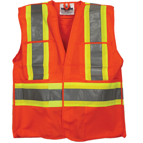 Veste de s&eacute;curit&eacute; pour arpenteur, Orange haute visibilit&eacute;, 4T-Grand/5T-Grand, Polyester Meunier Outillage Industriel