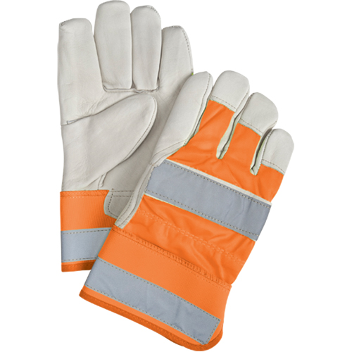 Gants d'ajusteur haute visibilit&eacute; de premi&egrave;re qualit&eacute;, Grand, Paume en Cuir fleur de vache, Doublure en Coton Meunier Outillage Industriel