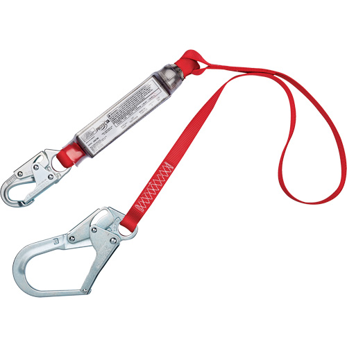 Cordon amortisseur de chute, 4', Point d'ancrage &agrave; Crochet mousqueton, Crochet d'armature aux jambes, Polyester Meunier Outillage Industriel