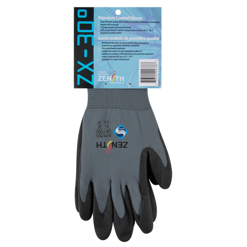 Gants enduits de premi&egrave;re qualit&eacute; ZX-30°, 9/Grand, R&ecirc;vetement PVC, Calibre 15, Enveloppe en Nylon Meunier Outillage Industriel