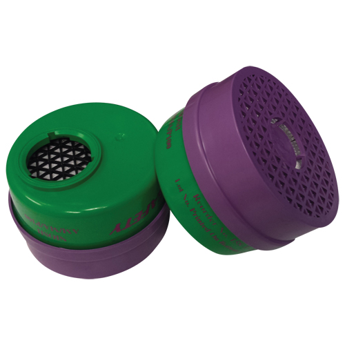 Cartouche pour respirateur, Combinaison cartouche et filtre contre les particules pour gaz/vapeurs, Ammoniac/M&eacute;thylamine/Filtre P100 Meunier Outillage Industriel