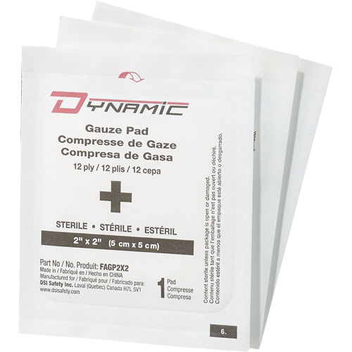 Dynamic Gauze, Pad, 2" L x 2" W, Sterile, Medical Device Class 1 Meunier Outillage Industriel