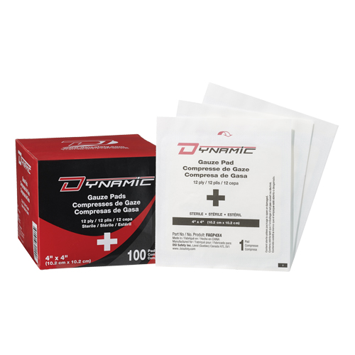 Gaze Dynamic, Tampon, 4" lo x 4" la, St&eacute;rile, Dispositif m&eacute;dical Classe 1 Meunier Outillage Industriel