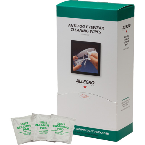 ALLEGRO INDUSTRIES Eyewear Cleaning Wipes, 5" x 8", Pack Of 100 Meunier Outillage Industriel