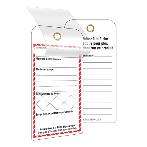 &eacute;tiquettes SGH auto-plastifiantes pour le milieu de travail, Papier cartonn&eacute;, 3" la x 6" h, Français Meunier Outillage Industriel