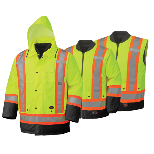 5021BB Manteau de s&eacute;curit&eacute; 6 en 1 imperm&eacute;able, Jaune lime haute visibilit&eacute;, 2T-Grand Meunier Outillage Industriel