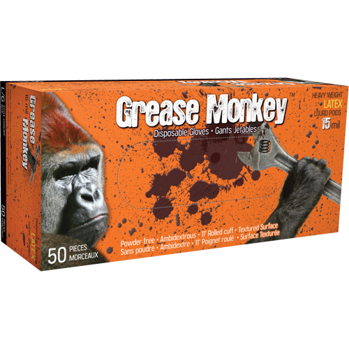 Grease Monkey&reg; Gloves, Medium, Latex, 15-mil, Powder-Free, Blue Meunier Outillage Industriel