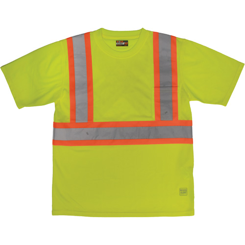 Short-Sleeved Safety T-Shirt with Pocket, Polyester, Large, High Visibility Lime-Yellow Meunier Outillage Industriel