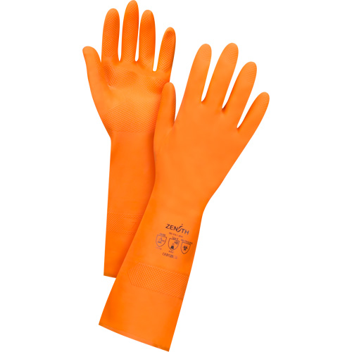 Gants orange r&eacute;sistants aux produits chimiques, Taille 7, 13" lo, Latex, Doublure en Ouat&eacute;e, 28 mils Meunier Outillage Industriel