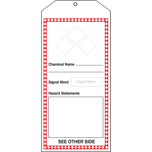 GHS Jumbo Tags, Cardstock, 3-7/8" W x 8-1/2" H, English Meunier Outillage Industriel