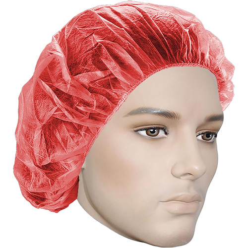 Bouffant Caps, Polypropylene, 21", Red Meunier Outillage Industriel