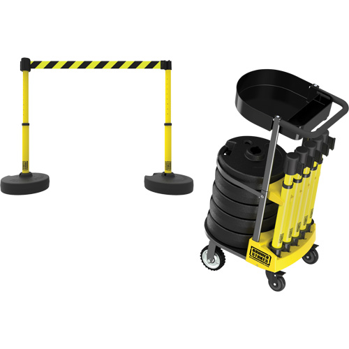 Chariot de transport avec plateau pour barri&egrave;re PLUS, 75' lo, M&eacute;tal, Jaune Meunier Outillage Industriel