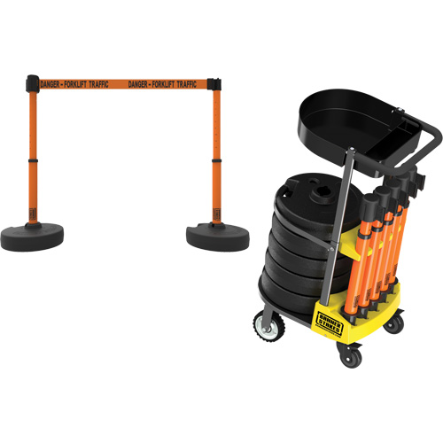 Chariot de transport avec plateau pour barri&egrave;re PLUS, 75' lo, M&eacute;tal, Orange Meunier Outillage Industriel