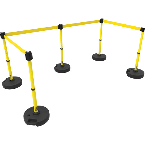 PLUS Barrier Post Set X5, Plastic, 42" H, Yellow Tape, 15' Tape Length Meunier Outillage Industriel