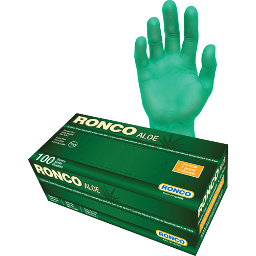 Disposable Gloves with Aloe, X-Large, Vinyl, 5-mil, Powder-Free, Green Meunier Outillage Industriel