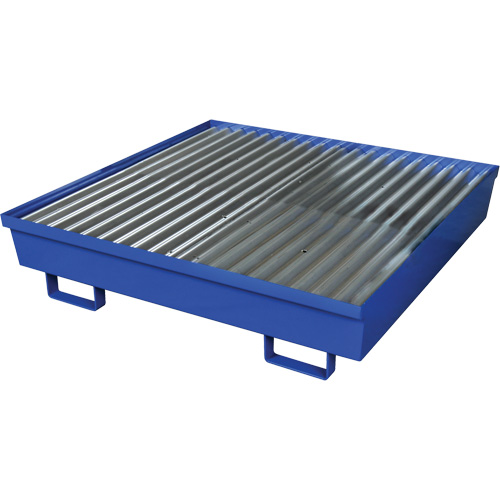Palette de confinement des d&eacute;versements en acier, Capacit&eacute; de d&eacute;versement 92 gal. US, 54" x 54,25" x 12" Meunier Outillage Industriel