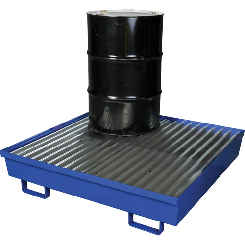 Palette de confinement des d&eacute;versements en acier, Capacit&eacute; de d&eacute;versement 92 gal. US, 54" x 54,25" x 12" Meunier Outillage Industriel