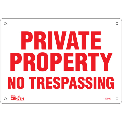 "Private Property" Sign, 7" x 10", Plastic, English Meunier Outillage Industriel