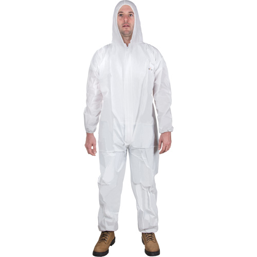 Hooded Coveralls, Medium, White, SMS Meunier Outillage Industriel
