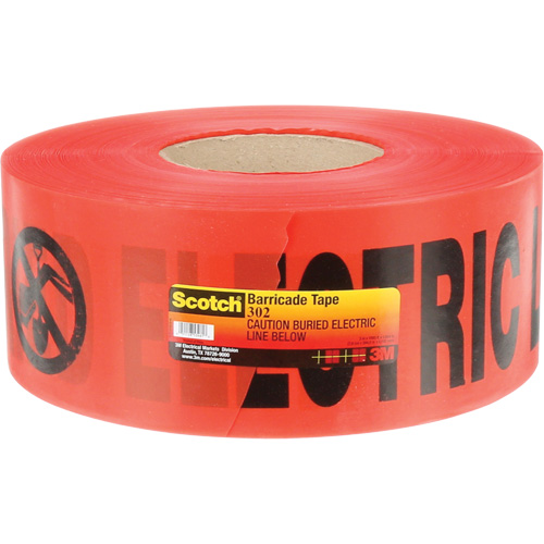 Scotch&reg; Buried Barricade Tape, English, 3" W x 1000' L, 4 mils, Black on Red Meunier Outillage Industriel
