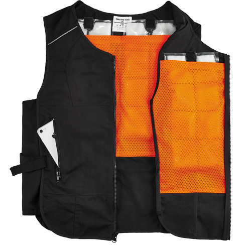 Chill-Its&reg; 6260 Lightweight Phase Change Cooling Vest with Packs, Small/Medium, Black Meunier Outillage Industriel