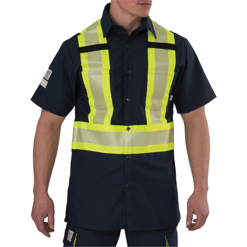 Ripstop High Visibility Short Sleeved Shirt, Polyester, Small, Navy Blue Meunier Outillage Industriel