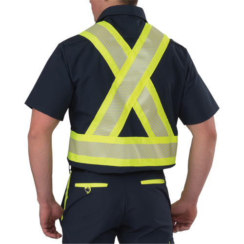 Ripstop High Visibility Short Sleeved Shirt, Polyester, Small, Navy Blue Meunier Outillage Industriel