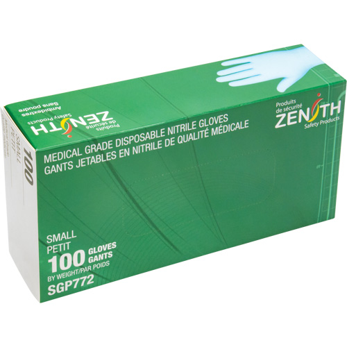 Puncture-Resistant Medical-Grade Disposable Gloves, Small, Nitrile, 4.5-mil, Powder-Free, Blue, Class 2 Meunier Outillage Industriel