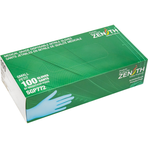 Puncture-Resistant Medical-Grade Disposable Gloves, Small, Nitrile, 4.5-mil, Powder-Free, Blue, Class 2 Meunier Outillage Industriel