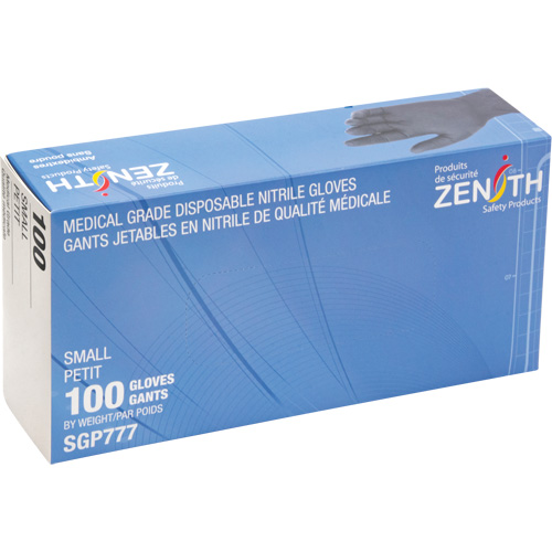 Puncture-Resistant Medical-Grade Disposable Gloves, Small, Nitrile, 5-mil, Powder-Free, Black, Class 2 Meunier Outillage Industriel