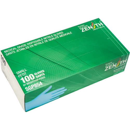 Gants jetables de calibre m&eacute;dical r&eacute;sistants &agrave; la perforation, Petit, Nitrile, 3,5 mils, Sans poudre, Bleu, Classe 2 Meunier Outillage Industriel