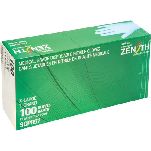 Gants jetables de calibre m&eacute;dical r&eacute;sistants &agrave; la perforation, T-Grand, Nitrile, 3,5 mils, Sans poudre, Bleu, Classe 2 Meunier Outillage Industriel