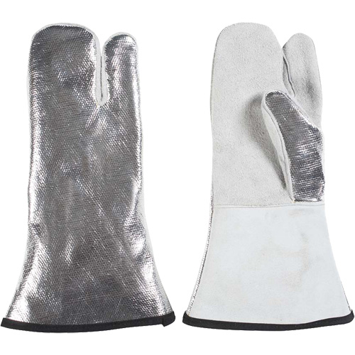 One Finger Heat Resistant Mitt, Aluminized/Kevlar&reg;/Leather, One Size, Protects Up To 650°F (343°C) Meunier Outillage Industriel