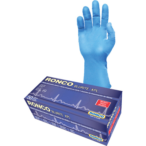 Gants d'examen BLURITE XPL, Petit, Nitrile, 8 mils, Sans poudre, Bleu, Classe 2 Meunier Outillage Industriel