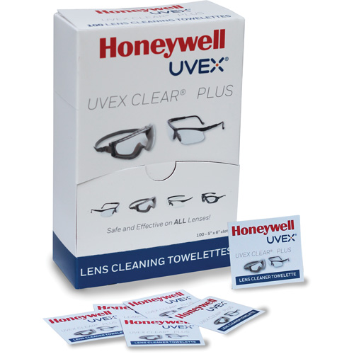 Uvex&reg; Clear&reg; Plus Towelettes, 5.25" x 8", Pack Of 100 Meunier Outillage Industriel
