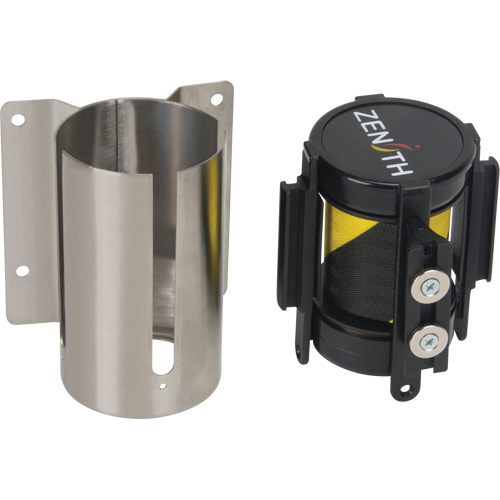 Wall Mount Barrier with Magnetic Tape, Steel, Screw Mount, 7', Black and Yellow Tape Meunier Outillage Industriel