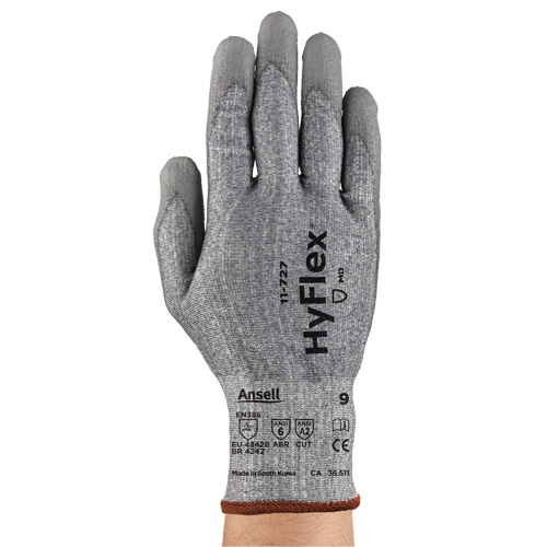Gants r&eacute;sistant aux coupures HyFlex s&eacute;rie 11-727, Taille 7, Calibre 15, Rev&ecirc;tement Polyur&eacute;thane, Enveloppe en Intercept, ASTM ANSI niveau A2/EN 388 niveau B Meunier Outillage Industriel