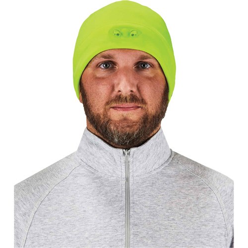 N-Ferno&reg; Skull Cap Beanie Hat with LED Lights, One Size, High-Visibility Lime Green Meunier Outillage Industriel