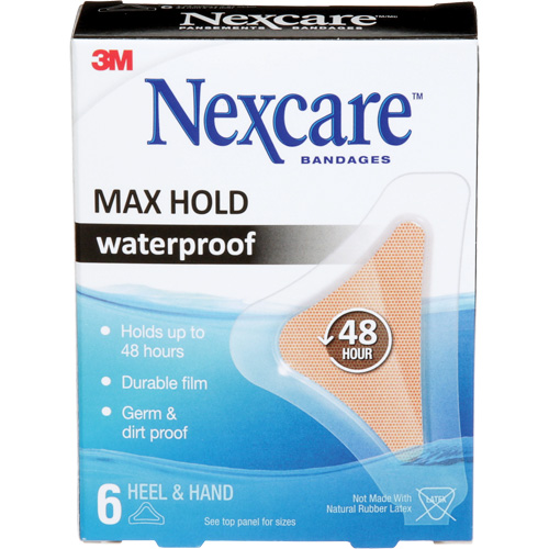 Nexcare Max-Hold Waterproof Bandages, Hand/Heel, 3-1/2", Plastic, Sterile Meunier Outillage Industriel