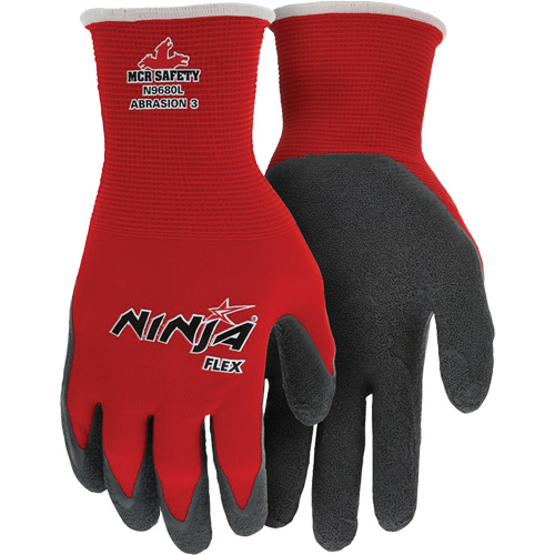 Gants enduits Flex Ninja, Grand, R&ecirc;vetement Latex de caoutchouc, Calibre 15, Enveloppe en Nylon Meunier Outillage Industriel