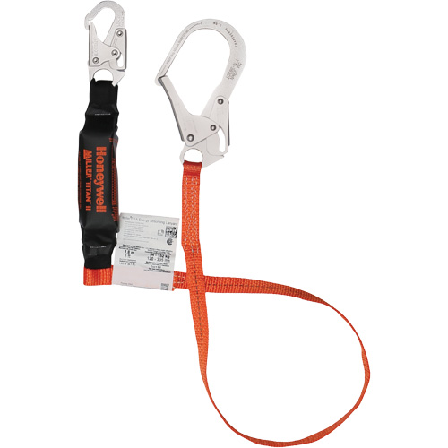 Titan Shock-Absorbing Lanyard, 6', Locking Rebar Hook Center, Locking Snap Hook Leg Ends, Polyester Meunier Outillage Industriel