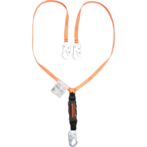 Titan Shock-Absorbing Lanyard, 6', Locking Snap Hook Center, Locking Snap Hook Leg Ends, Polyester Meunier Outillage Industriel