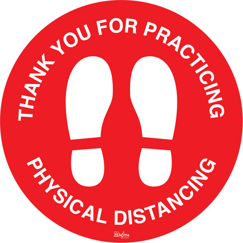 "Physical Distancing" Floor Sign, Adhesive, English with Pictogram Meunier Outillage Industriel